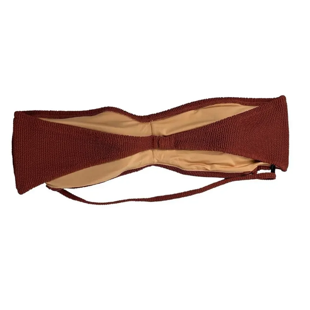 NWT J Crew Womens Scrunchie Sweetheart Bikini Top 3X Removable Straps Brown‎